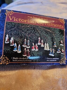 Set of 20‎ - Hand-Painted Miniature Holiday Figures (Blue, Red, White)
